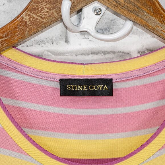 STINE GOYA Women's Joel Stiped Jersey Midi Dress in multi color size Small - Picture 3 of 11